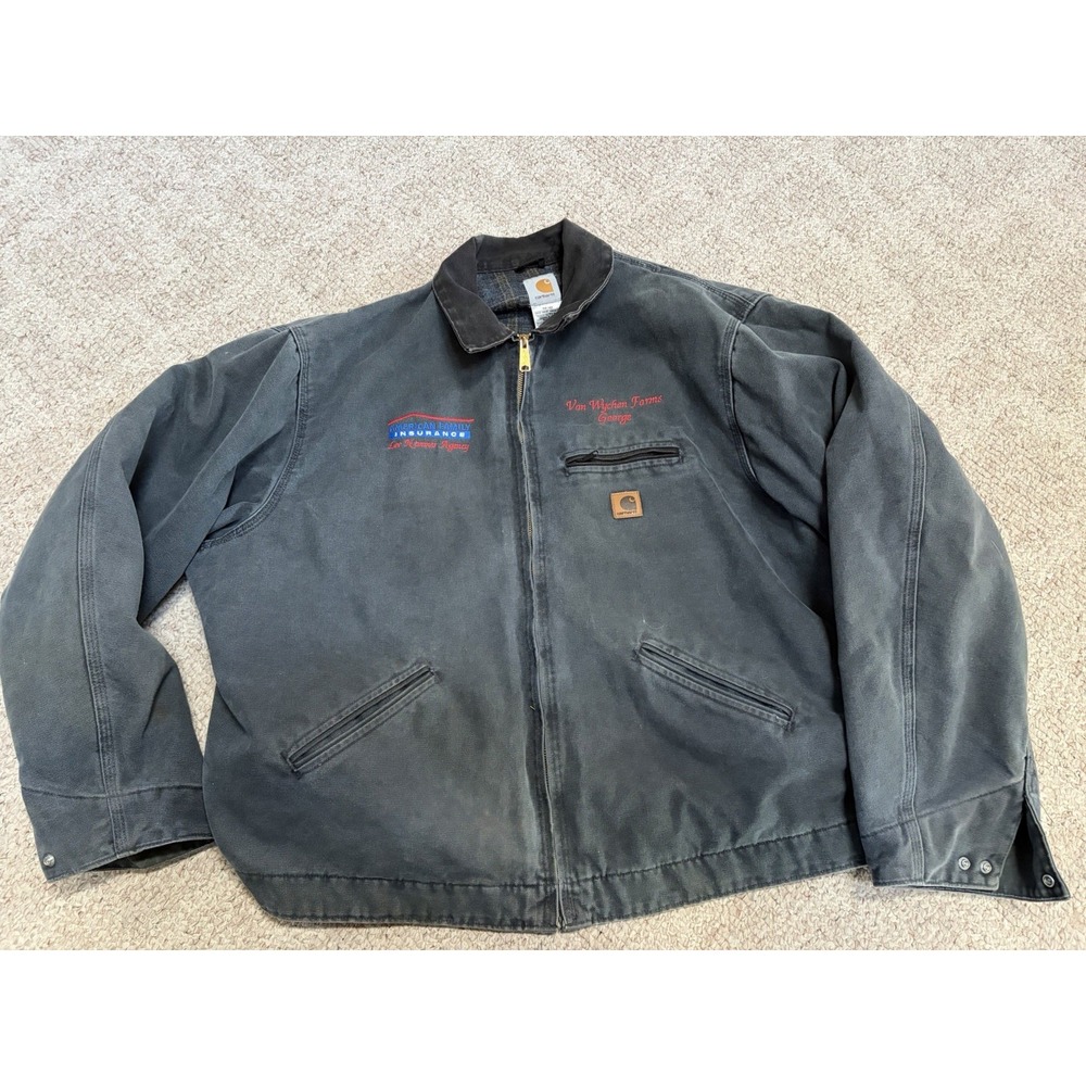 Carhartt J97 PTL Detroit Jacket Petrol Blue Blanket Lined Mens 3XL Tall Vintage